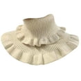 thumbnail image 2 of Naierhg Winter Scarf Autumn Winter Women Fake Collar Ruffles Turtleneck Double Layered Solid Color Coldproof Knitting False Collar Wrap Scarf for Daily Wear Apricot, 2 of 8