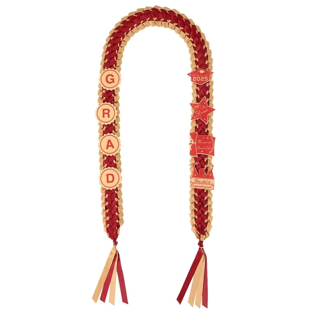 Graduation Ribbon Leis 2025 Class of 2025 Graduation Decor Gift Graduates Senior for Him Her Congrats Grad (Gold & burgundy)