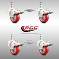 thumbnail image 2 of 3 Inch 316SS Red Polyurethane Wheel Swivel 10mm Stem Caster Set Lock Brake, 2 of 2