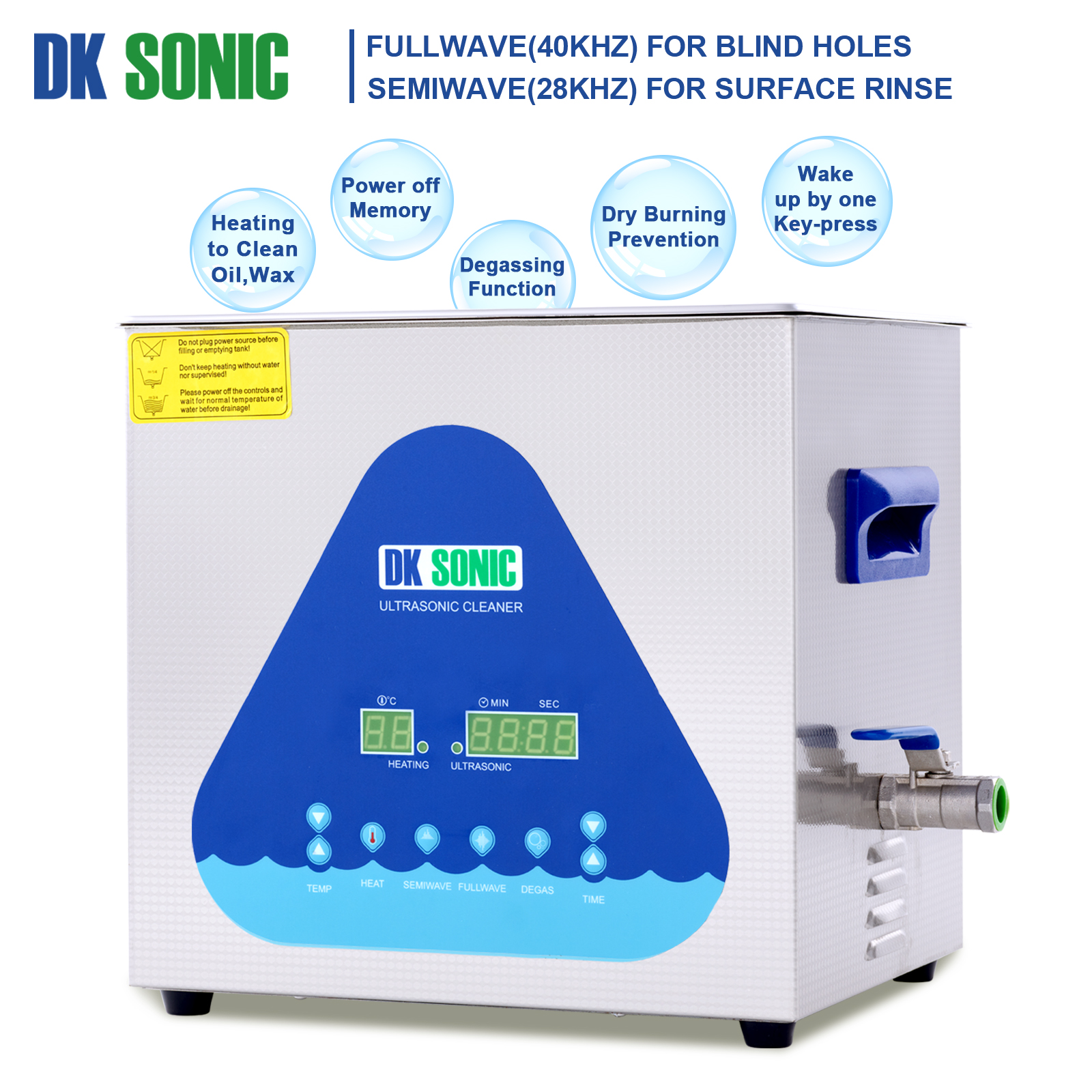 DK SONIC Ultrasonic Cleaner with Digital Timer and Basket for