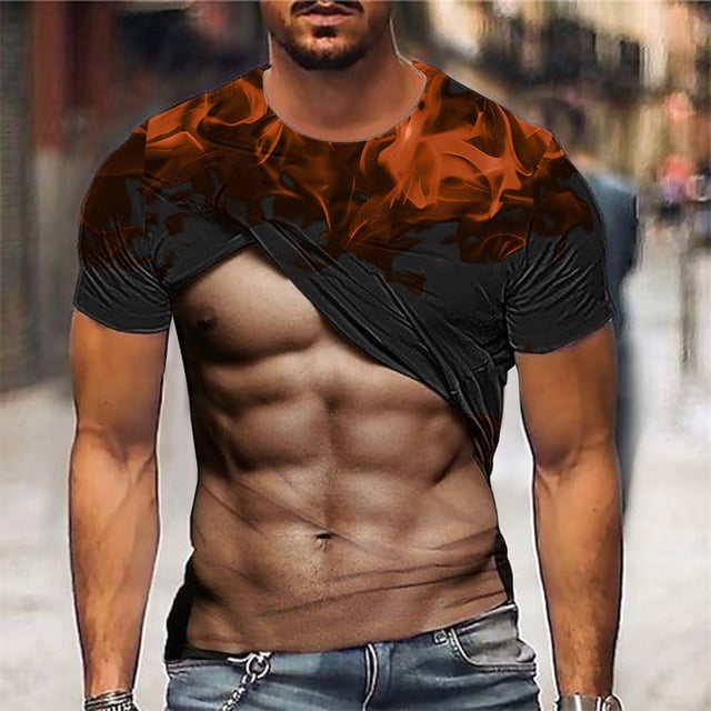 Styesk T-Shirts pour Homme Mode pour Hommes Impression Florale Mode Entraînement Physique Col Rond Manches Courtes T-Shirt