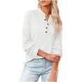 thumbnail image 1 of Pompotops Mode Femmes Casual Velours Côtelé Solide Bouton Debout Col Manches Longues Tops Blouse, 1 of 5