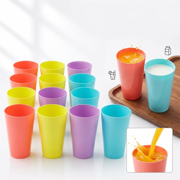 11-oz Unbreakable Drinking Cups, NOGIS 12 Pack Reusable Plastic Cups, Plastic Tumblers Drinking Glasses for Kitchen, BPA Free Stackable Restaurant Cups for Hot Drink & Cold Drink