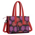 thumbnail image 2 of Teacher Tote Bag,Pioneer Flower Floral Print Pattern Teacher Utility Tote Bag,Large Work Tote Bags for Women with Multiple Pockets,Top Zipper Closure,13.8x10.6x6.7 Inch, 2 of 5