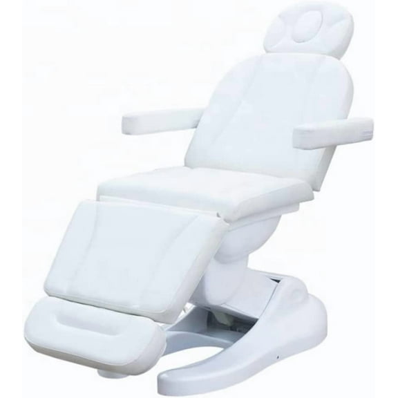 4 Motor Electrical Spa Facial Exam Bed - Esthetician Chair for Brow, Lash. Esthetic and Tattoo Exams and Treatments - Adjustable Height and Backrest (White)