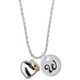 thumbnail image 1 of Delight Jewelry Zebra Print Heart with Nurse Hat Silvertone Script Initial Disc - W - Charm Necklace, 20"+3", 1 of 4