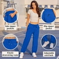 thumbnail image 4 of Womens Hiking Pants with Pockets New Womens Athletic Hiking Pants Lightweight Waterproof Elastic Waist Cargo Trousers with Zipper Pockets Blue M, 4 of 8