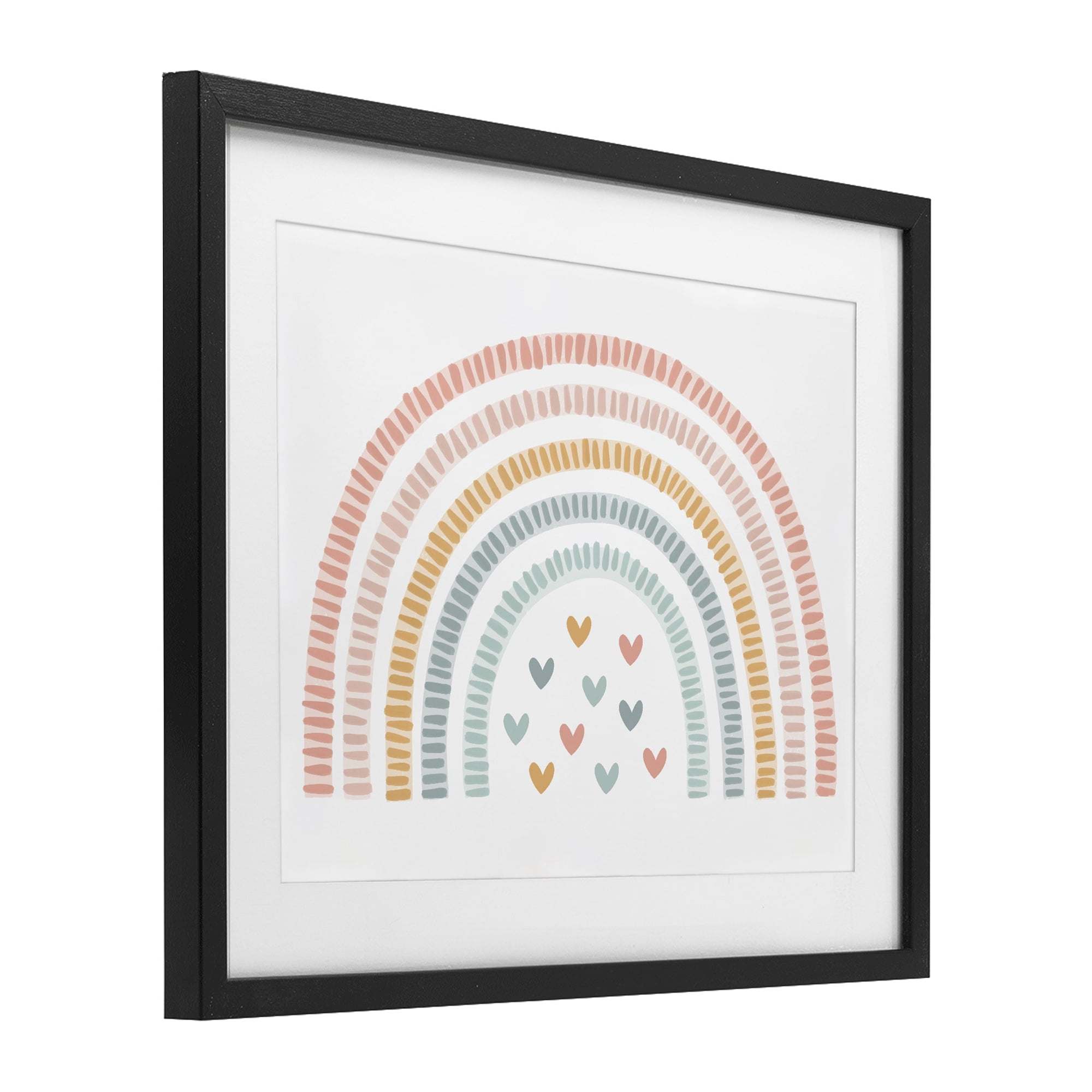 Stupell Industries Whimsical Pastel Rainbow with Hearts Black Framed Print Under Glass, design by Lil' Rue