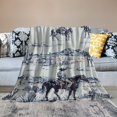thumbnail image 2 of Orinice Western Cowboy Blankets,Sketch Highland Cow Horse Desert Throw Blanket for Kids Boys Men Adult Room Decor,Southwest Rustic Farm Animals  Blanket Navy White Sherpa Blanket,  40x50in, 2 of 6