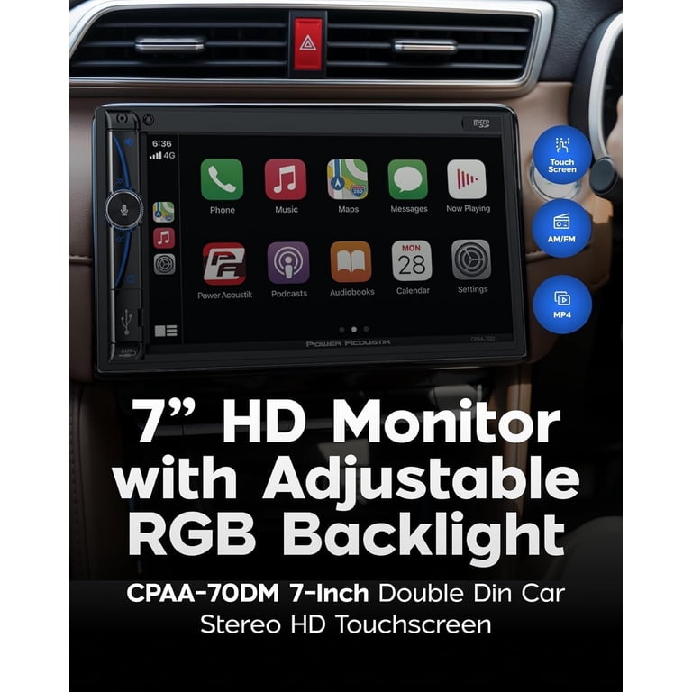 Power Acoustik, Car Stereo, CPAA-70D, 7-Inch HD Touchscreen LCD