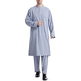 thumbnail image 4 of Maqroz Abaya for Men Casual 2-Piece Clothing Set Breathable Long Sleeve Top and Pants Soft Breathable Blend Outfits, 4 of 9