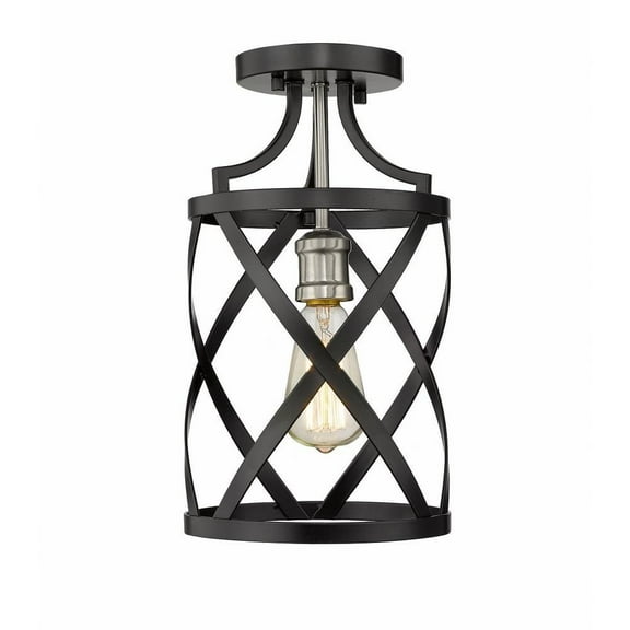 1 Light Flush Mount in Restoration Style 8 inches Wide By 14.5 inches High-Matte Black/Brushed Nickel Finish Bailey Street Home 372-Bel-4185942