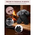 thumbnail image 4 of Gustave Women PU Leather Touch Screen Gloves Thermal Lining Faux Fur Cuffs Motorcycle Driving Winter Warm Gloves, 4 of 8