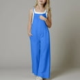 thumbnail image 2 of Ketyyh-chn99 Jumpsuits for Girls Kids Casual Girls Casual Jumpsuits Spaghetti Strap Sleeveless Loose Romper Long Pants with Pockets Kids Clothes Size for 130,Blue, 2 of 9