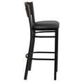 thumbnail image 6 of Flash Furniture 2 Pk. HERCULES Series Black 3 Circle Back Metal Restaurant Barstool - Walnut Wood Back, Black Vinyl Seat, 6 of 8