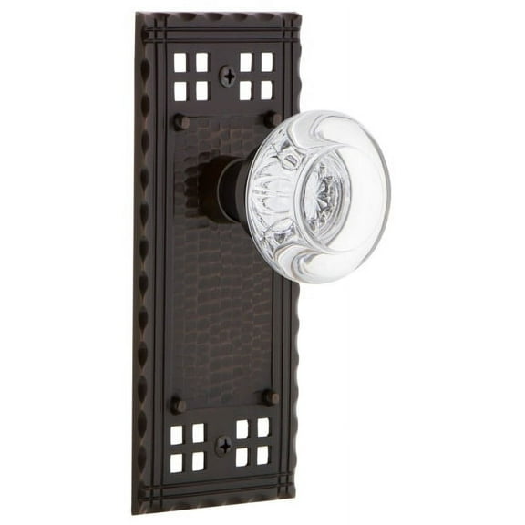 Nostalgic Warehouse Crarcc_Dp_Nk Round Clear Crystal Solid Brass Dummy Door Knob Set -