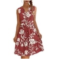 thumbnail image 3 of TaTaai Women Spring Summer V-Neck Random Print Sleeveless Button Front Long Dress Casual Fashion Soft for Beach Daily Holiday Outfit Gift, 3 of 7