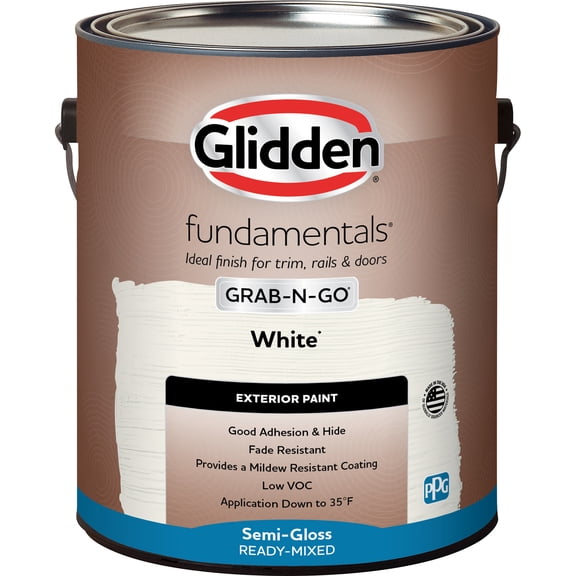 Glidden Fundamentals Grab-N-Go White Semi-Gloss Exterior Paint, 1 Gallon