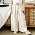 thumbnail image 4 of Girl's Wide Leg Cotton Trousers Elastic High Waist Casual Palazzo Pants Cute Bow Summer Vacation Outfits Comfy Travel Bottoms, 4 of 5