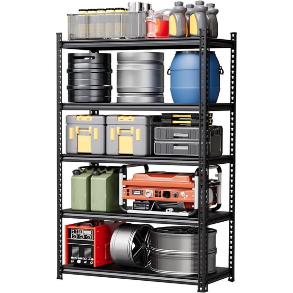 48-in W x 24-in D x 72-in H 5-Tier Heavy Duty Steel Garage Shelving Unit, 2500-lb Capacity, Adjustable Shelves, 2-in-1 Design