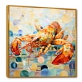 thumbnail image 2 of Designart "Lobster in Orange and Yellow Art Deco" Animals Framed Wall Art - Orange Crayfish Entryway Framed Wall Art, 2 of 6