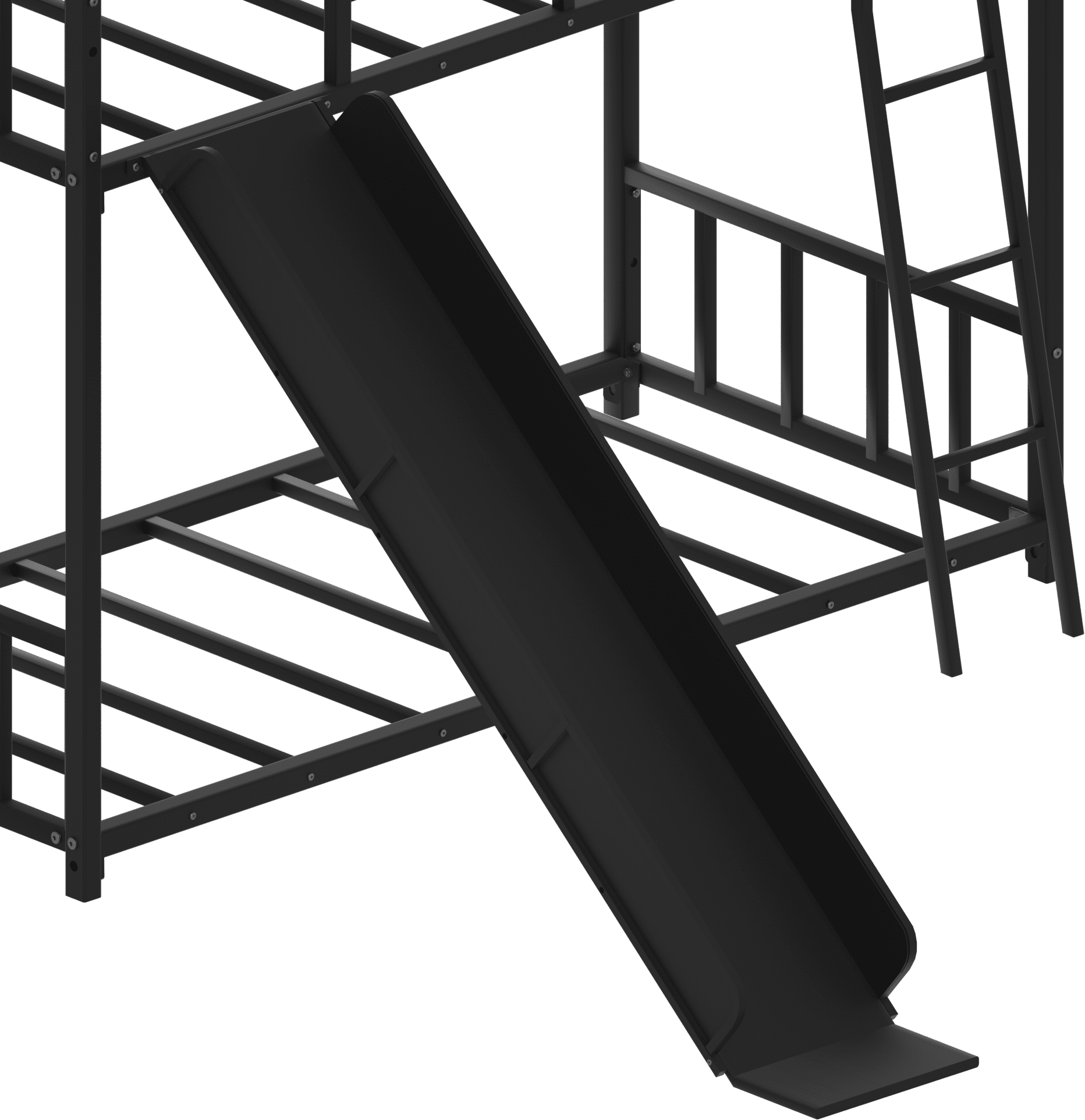 Bunk Bed 78.7 Inch, Metal Bed Frame with Ladder and Slide for Kids, Space-Saving Twin Bed for Children's Bedroom, Black