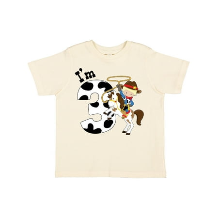 

Inktastic I m Three-cowboy Riding Horse Birthday Gift Toddler Boy Girl T-Shirt