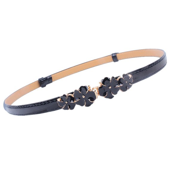 HUANLEDASH Women Thin Corset Flower Decor Waist Belt Faux Leather Slimming Body Waistband Decorative Skirt Belt Dress Shirt Decoration