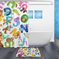 thumbnail image 2 of Coolnut Shower Curtain and Rug Set Animals Alphabet Set Polyester Waterproof Bath Curtain and Mat with Hooks 72" x 72", 2 of 6