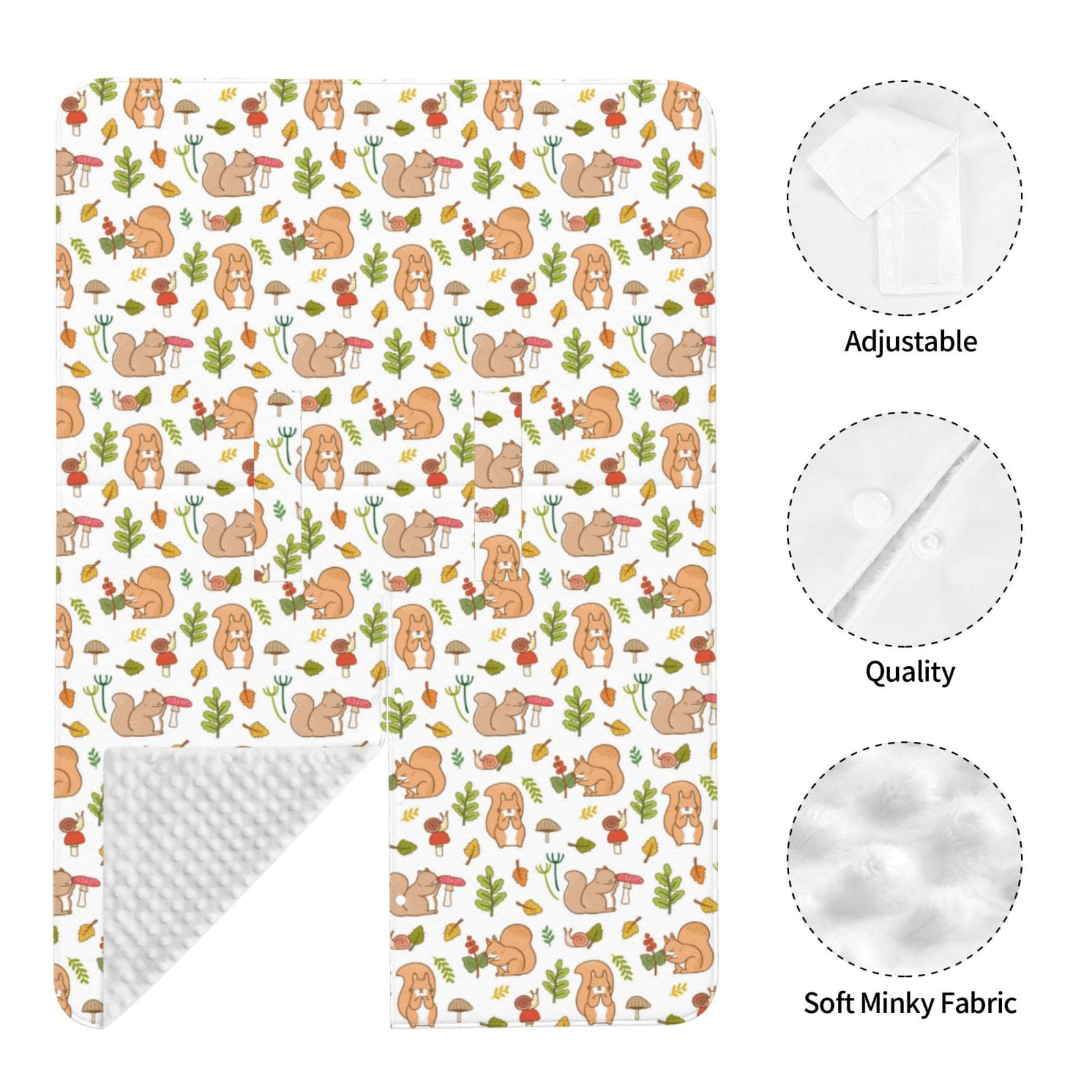Naloa Squirrel And Mushroom Baby Car Seat Cover, Breathable Baby Carrier Cover, Multiuse Baby Carrier Cover & Nursing Breastfeeding Cover