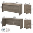thumbnail image 4 of Studio C 72W Desk Set with File Cabinets in Modern Hickory - Engineered Wood, 4 of 5