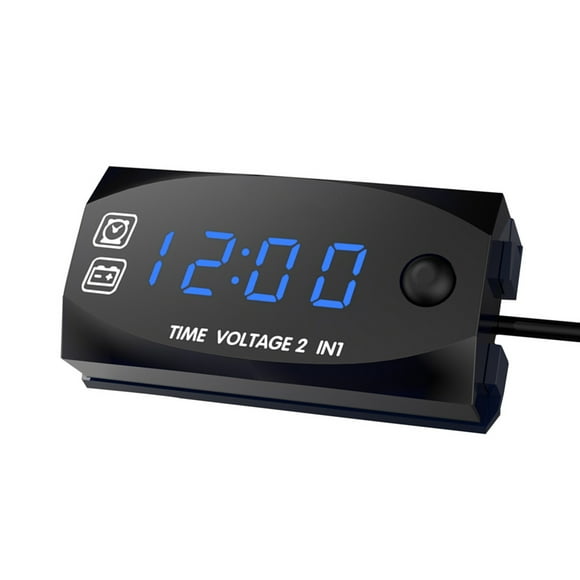 Riwcyla Motorycycle DC,30V 2 en 1 Tensiomètre Numérique de Temps Tension Voltmètre IP67 Étanche Testeur Moniteur de Batterie Jauge pour Voiture Bateau Marine