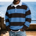 thumbnail image 5 of Zynoxe Men's Striped Sweatshirt with Elastic Ribbed Cuffs Classic Lapel Collar Sweatshirt for Men Loose Drop Shoulder Long Sleeve Pullover Top Fashionable Color Block Fall Sweatshirt S, 5 of 9