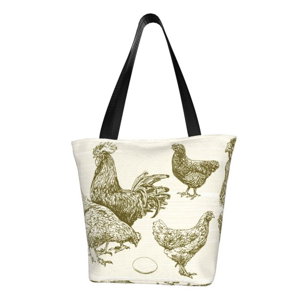 Fotbe Chickens Bolsa de Playa con Estampado, Bolsa de Hombro, Bolsa de Mano Espaciosa, Bolsa de Viaje Ligera, Bolsa de Compras Versátil