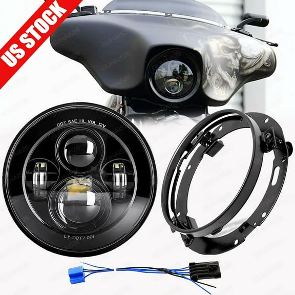 7" inch LED Headlight Hi Lo   Mounting Ring Bracket For Harley Street Glide FLHX