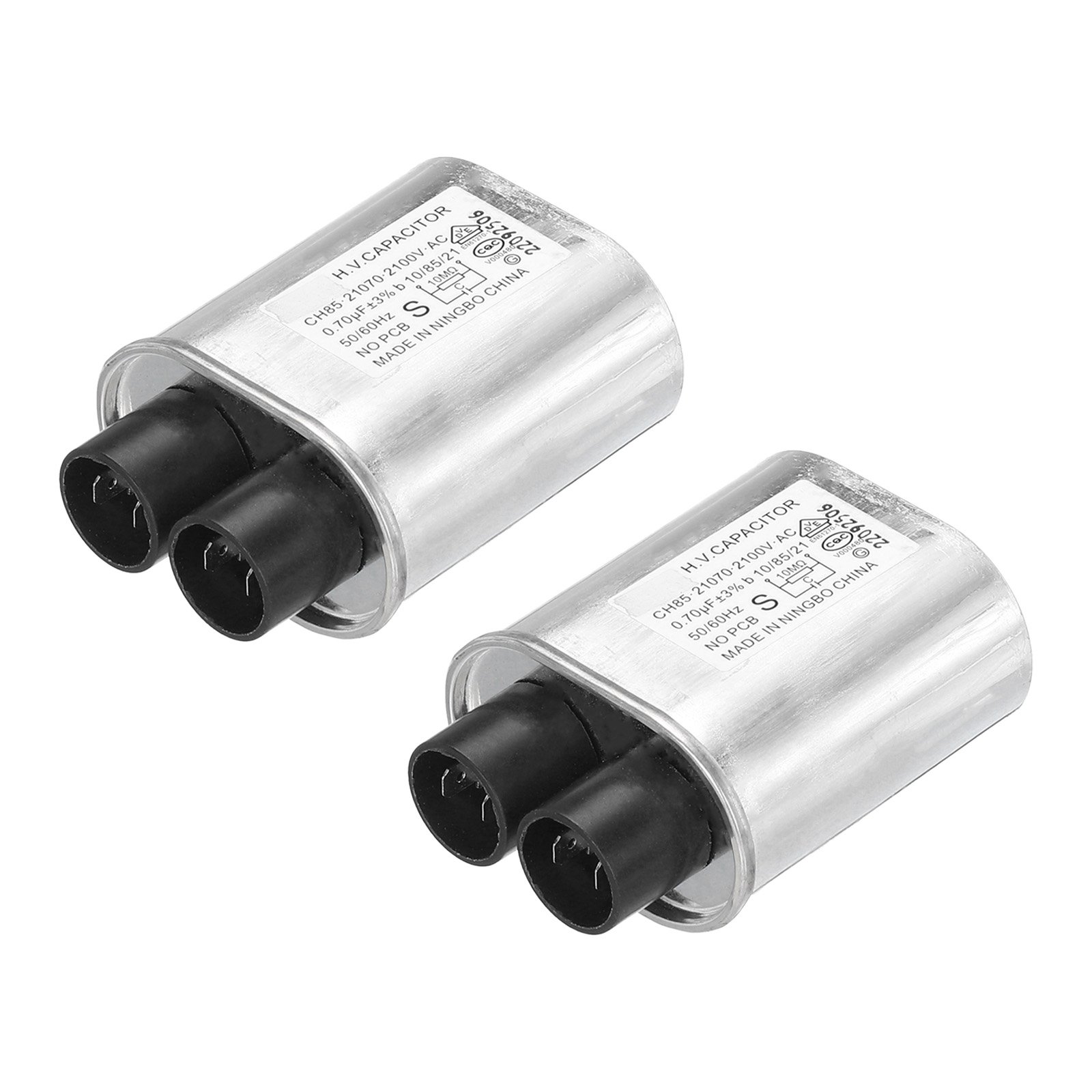 Universal Microwave Oven High Voltage Capacitor Replacement - 2100V 0.91uF MFD - CH85 Series - Fits GE, Samsung, LG & More