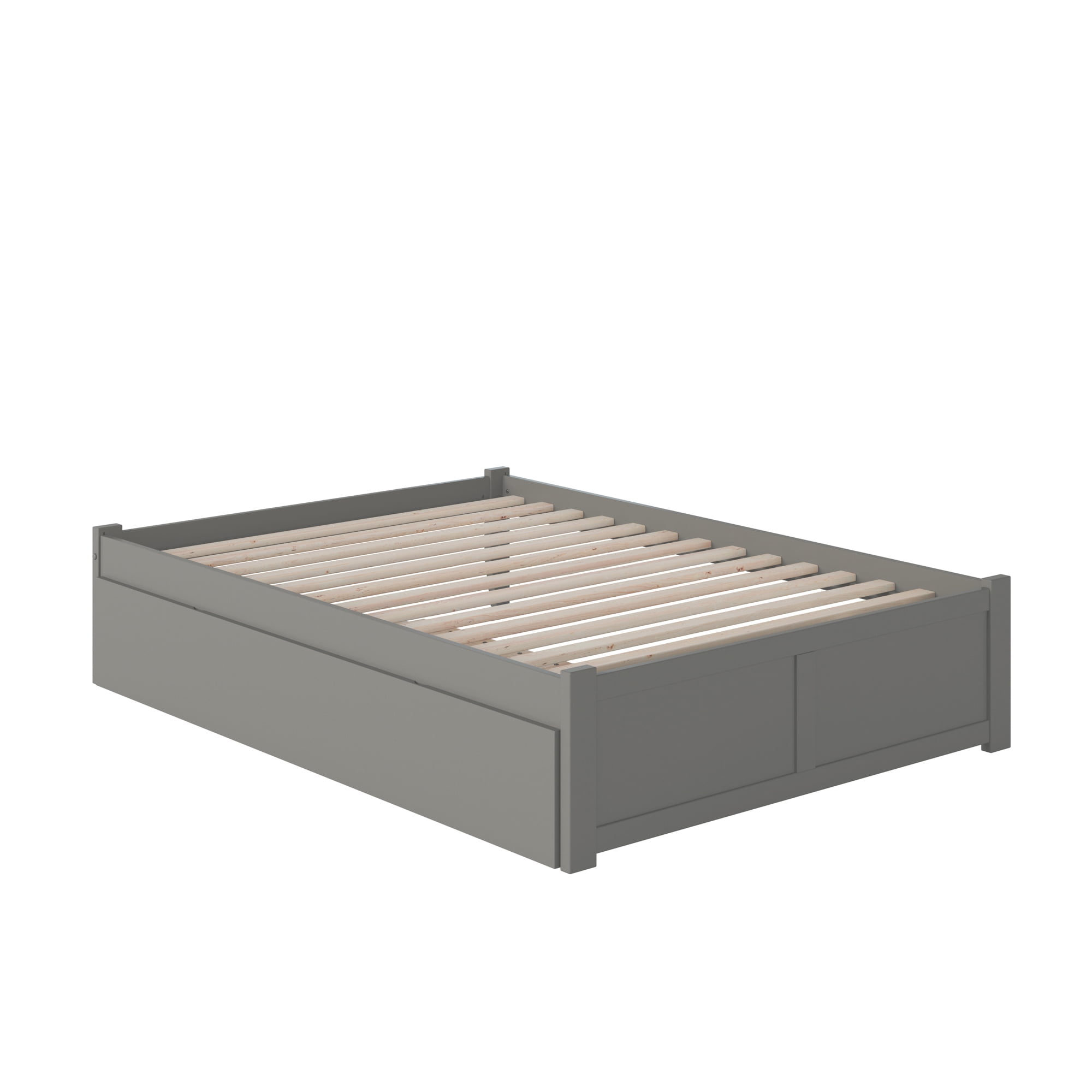 AFI Concord Full Solid Wood Platform Bed with Footboard & Twin Trundle, Grey