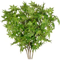 4Pcs Artificial Maple Leaves Branches Fake Fall Leaves Stems Maple Leaves Shrubs Autumn Leaf Bushes Faux Silk Foliage for Home Kitchen Thanksgiving Table Centerpieces Festival Decor (Red)