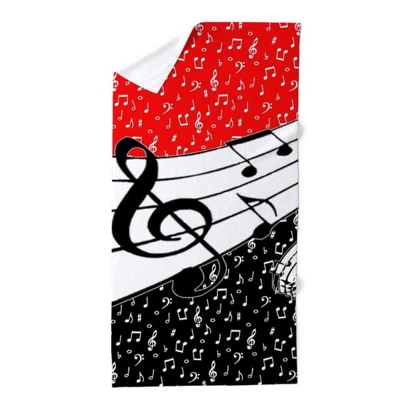 CafePress - Red And Black Music Theme - Large Beach Towel, Soft 30"x60" Towel with Unique Design