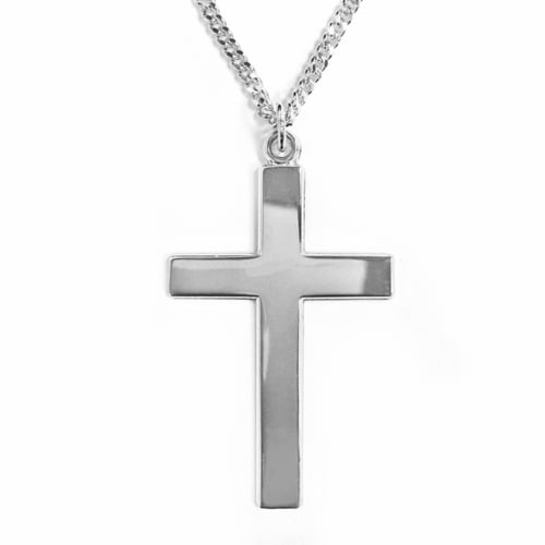 Sterling Silver Block Cross Necklace 