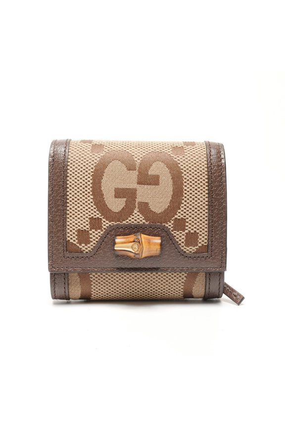 Pre-Owned Gucci Jumbo GG Diana Bamboo Bi-fold Wallet, Brown, WS27303