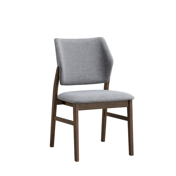ACME Sarha Linen Fabric/ Wood Side Chair in Light Gray & Walnut (Set of 2)