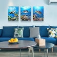 thumbnail image 3 of Canvas Wall Art For Living Room Modern Wall Decor For Bedroom Sea Turtle Wall Paintings Ocean Underwater World Pictures Office Wall Decorations Ready To Hang Home Decor 12" X 16" 3 Panels, 3 of 6