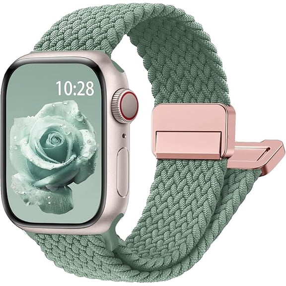 Magnetic Braided Stretchy Loop - Compatible with Apple Watch Band 42mm 46mm 40mm 41mm 44mm 45mm 38mm Ultra 3/2 49mm Women Men,Elastic Woven Fabric Nylon Strap for iWatch 11 10 9 8 7 6 5 4 3 SE Ultra