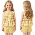 thumbnail image 6 of Yutgune Toddler Girl Cute Summer Outfits Plaid Sleeveless Tops and Shorts 2 Piece Set, 3-10 Years, 6 of 7