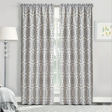 Home Soft Things Printed Microfiber Curtain - Tribal Medallion 2 Piece Set - Grey - 60" x 84"