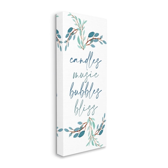 Stupell Industries Candles Music Bubbles Bliss Bathroom Relaxation Blue Plants, 13 x 30, Designed by Kim Allen