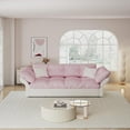 thumbnail image 6 of 74.8'' Pull Out Sofa Bed Queen, Convertible Sleeper Sofa Couch, Velvet Loveseat Recliner, Comfy Cloud Futon Couch for Living Room, Apartment, Small Space, Bedroom, RV, Pink, 6 of 11