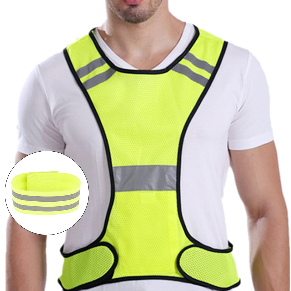1Pc_Reflective Safety Belt Vest Adjustable High Visibility for Run Walk Bicycle 