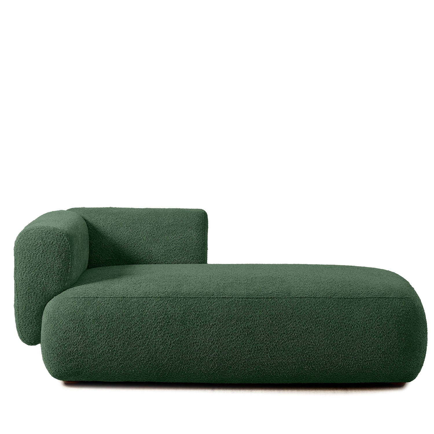 Hommoo 64" Boucle Upholstered Chaise Lounge Chair, Modern Tufted Leisure Sofa Chaise Sofa for Living Room, with Left Arm, Green